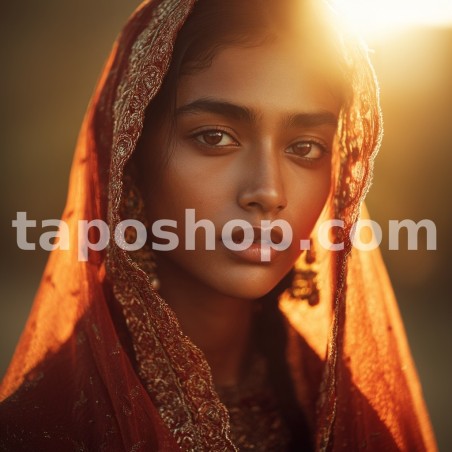 Cinematic Portrait – Indian Woman in Golden Sunlight Digital Wall Art