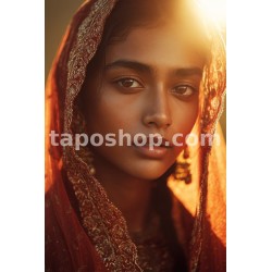 Cinematic Portrait – Indian Woman in Golden Sunlight Digital Wall Art