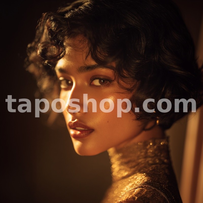 Art Deco Glamour Portrait – Indian Woman in Golden Studio Lighting
