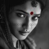 Monochrome Muse – Indian Woman with Red Bindi | Cinematic Black and White Portrait Art