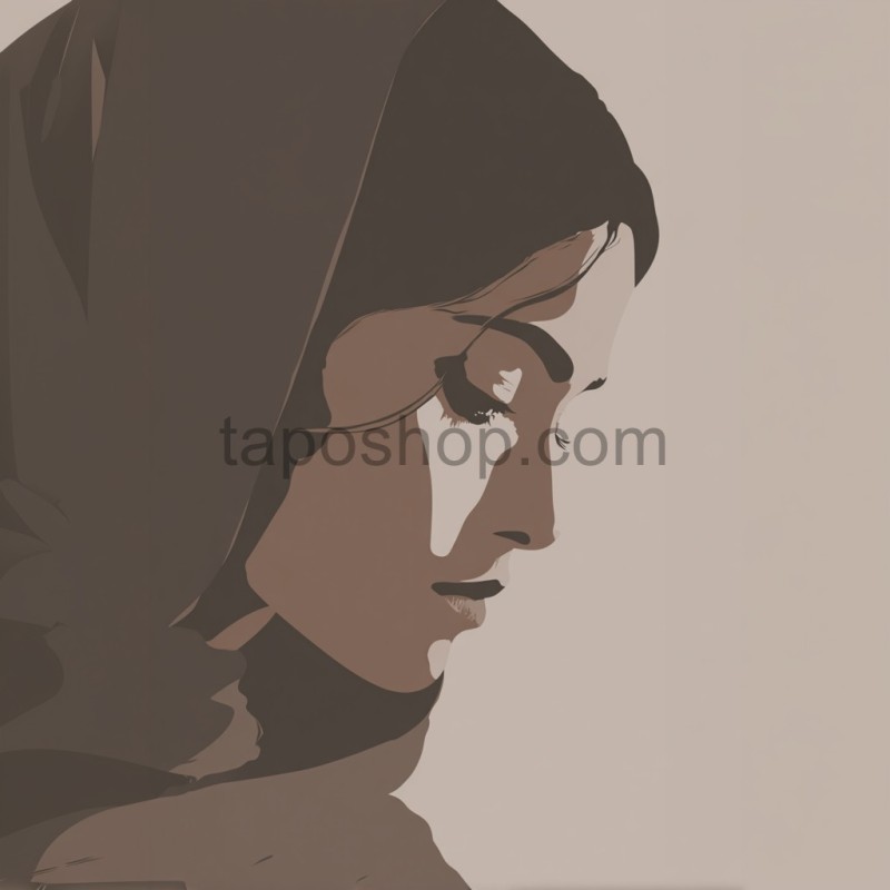 Minimal Face Illustration – Indian Woman in Half-Shadow Clay Tones | Elegant Minimal Art