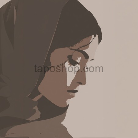 Minimal Face Illustration – Indian Woman in Half-Shadow Clay Tones | Elegant Minimal Art