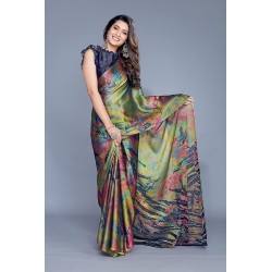 Women's Chiffon Forest Designer Printed Saree with Blouse Piece