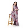 Women's Stylish Chiffon Floral Printed Saree with Blouse Piece